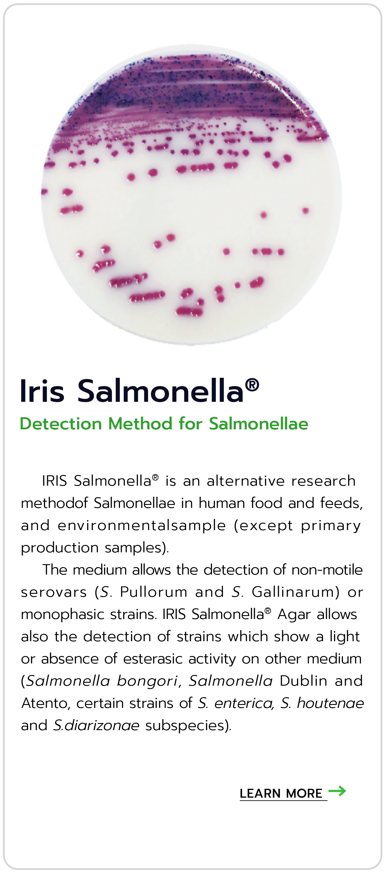 Detection Method for Salmonellae biokar